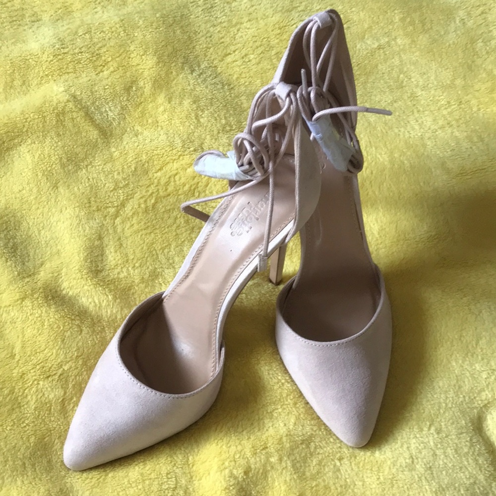 NWT Charlotte Russe Carla Nude Wrap Heels